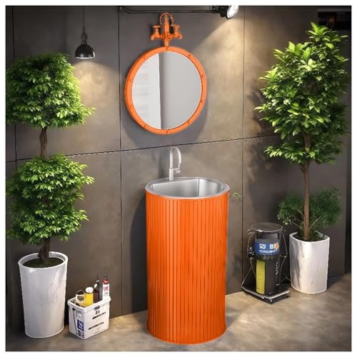 ZTGL Waschbeckenunterschrank, Modernes Badezimmermöbel Waschtisch, Freistehende Waschbecken Gäste WC Waschplatz Standwaschbecken Waschtisch, Badmöbel Set Waschbecken mit Wasserhahn D, with Mirror von ZTGL