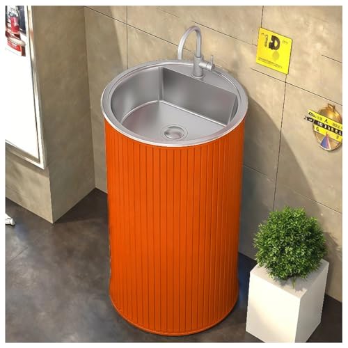 ZTGL Waschbeckenunterschrank, Modernes Badezimmermöbel Waschtisch, Freistehende Waschbecken Gäste WC Waschplatz Standwaschbecken Waschtisch, Badmöbel Set Waschbecken mit Wasserhahn D,Without Mirror von ZTGL