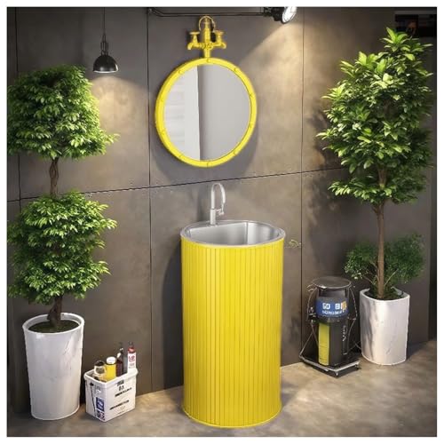 ZTGL Waschbeckenunterschrank, Modernes Badezimmermöbel Waschtisch, Freistehende Waschbecken Gäste WC Waschplatz Standwaschbecken Waschtisch, Badmöbel Set Waschbecken mit Wasserhahn E, with Mirror von ZTGL