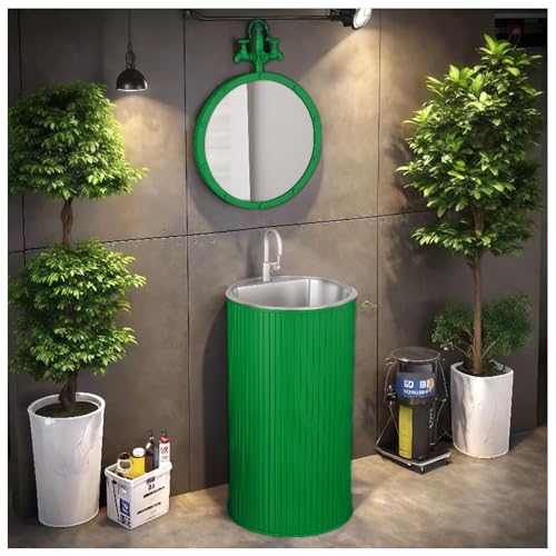 ZTGL Waschbeckenunterschrank, Modernes Badezimmermöbel Waschtisch, Freistehende Waschbecken Gäste WC Waschplatz Standwaschbecken Waschtisch, Badmöbel Set Waschbecken mit Wasserhahn G, with Mirror von ZTGL
