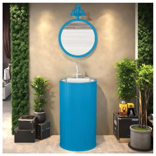 ZTGL Waschbeckenunterschrank, Modernes Badezimmermöbel Waschtisch, Freistehende Waschbecken Gäste WC Waschplatz Standwaschbecken Waschtisch, Badmöbel Set Waschbecken mit Wasserhahn H, with Mirror von ZTGL