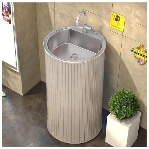 ZTGL Waschbeckenunterschrank, Modernes Badezimmermöbel Waschtisch, Freistehende Waschbecken Gäste WC Waschplatz Standwaschbecken Waschtisch, Badmöbel Set Waschbecken mit Wasserhahn K,Without Mirror von ZTGL