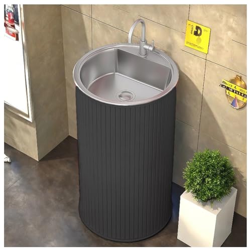 ZTGL Waschbeckenunterschrank, Modernes Badezimmermöbel Waschtisch, Freistehende Waschbecken Gäste WC Waschplatz Standwaschbecken Waschtisch, Badmöbel Set Waschbecken mit Wasserhahn L,Without Mirror von ZTGL