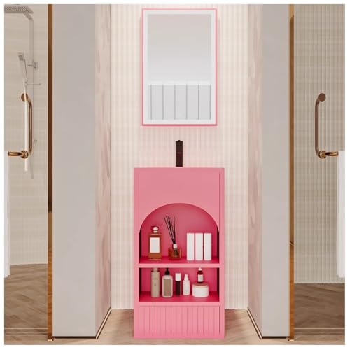 ZTGL Waschbeckenunterschrank mit Einbaubecken, Badezimmerschrank Waschbecken mit Unterschrank, Gäste-WC Waschtisch, Freistehender Waschtischunterschrank, Waschplatz Badmöbel Set A,with Mirror von ZTGL