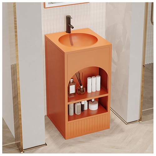 ZTGL Waschbeckenunterschrank mit Einbaubecken, Badezimmerschrank Waschbecken mit Unterschrank, Gäste-WC Waschtisch, Freistehender Waschtischunterschrank, Waschplatz Badmöbel Set B, Without Mirror von ZTGL