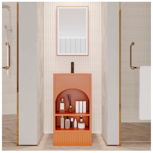 ZTGL Waschbeckenunterschrank mit Einbaubecken, Badezimmerschrank Waschbecken mit Unterschrank, Gäste-WC Waschtisch, Freistehender Waschtischunterschrank, Waschplatz Badmöbel Set B,with Mirror von ZTGL