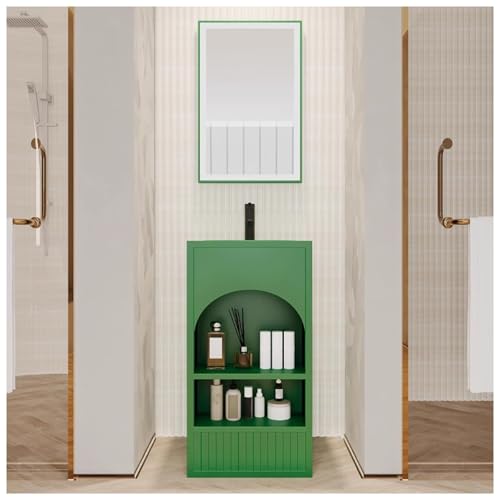 ZTGL Waschbeckenunterschrank mit Einbaubecken, Badezimmerschrank Waschbecken mit Unterschrank, Gäste-WC Waschtisch, Freistehender Waschtischunterschrank, Waschplatz Badmöbel Set D,with Mirror von ZTGL