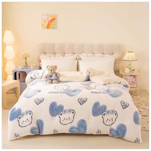ZTGL Winter Steppdecke Dicker Lamm-Kaschmir, Warme Doppelseitige Samt Bettdecke, Flauschige Plüsch Winterdecke, Kaschmir Steppdecken, Antiallergische Dicke Lammwolle Bettdecke C, 200×230cm/4kg von ZTGL