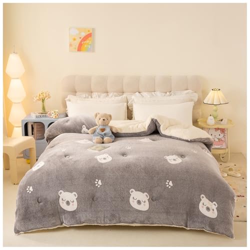 ZTGL Winter Steppdecke Dicker Lamm-Kaschmir, Warme Doppelseitige Samt Bettdecke, Flauschige Plüsch Winterdecke, Kaschmir Steppdecken, Antiallergische Dicke Lammwolle Bettdecke H, 200×230cm/4kg von ZTGL