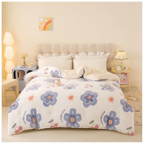 ZTGL Winter Steppdecke Dicker Lamm-Kaschmir, Warme Doppelseitige Samt Bettdecke, Flauschige Plüsch Winterdecke, Kaschmir Steppdecken, Antiallergische Dicke Lammwolle Bettdecke I, 200×230cm/4kg von ZTGL