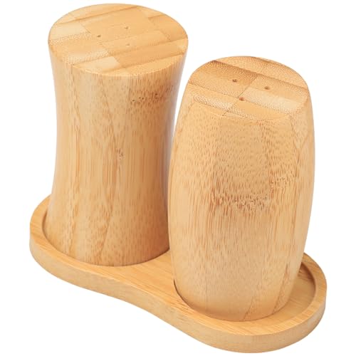 ZTHapwa Salz- und Pfefferstreuer-Set, kleine Bambus-Salz-Pfefferstreuer mit Halter für Küche, Kochen, Camping, Grillen und Bauernhaus, einzigartiges Design, rustikaler Stil für Esstischdekoration, 28 von ZTHapwa