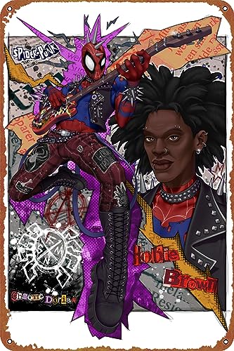 ZTLLFV Spider Punk – Hobie Brown Poster Schild Metall Blechschild Wandkunst Dekor – Retro-Schild für Heimdekoration Geschenke – 20,3 x 30,5 cm von ZTLLFV