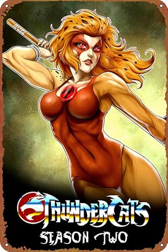 ZTLLFV Thundercats Club Schlafzimmer Büro Kaffee Bar Wandkunst Retro Poster Blechschilder 30,5 x 20,3 cm von ZTLLFV