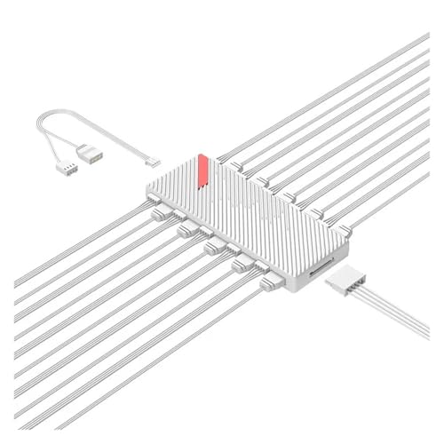 1to10 Splitter Hub 10 ARGB 5V 3Pin 10 12V 4Pin PWM LED Adressierbare Schnittstelle Lüfter(White version) von ZTOSZSPT