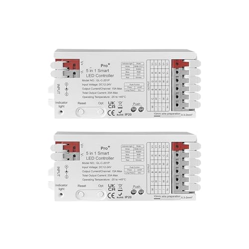 3.0 Pro+ 5-in-1 LED-Lichtstreifen-Controller bis zu 20A RCT/RGBW/RGB/CCT/Dimmer(2PCS 5in1 Pro Plus) von ZTOSZSPT