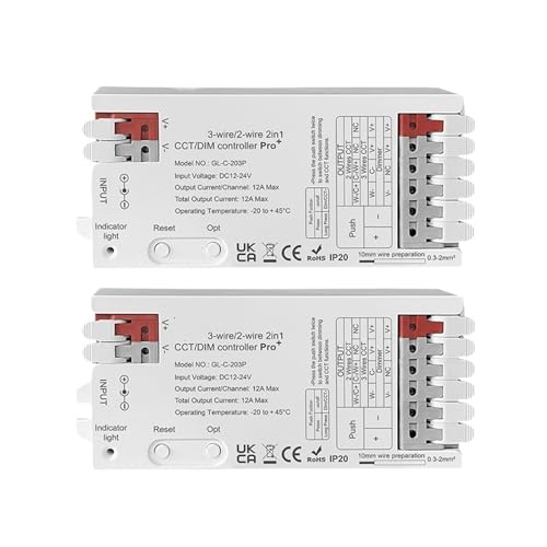 3.0 Pro+ WWCW 2 in 1 CCT Dimmer LED-Streifen-Controller 12A maximale Helligkeit(2PCS 2in1 Pro Plus) von ZTOSZSPT