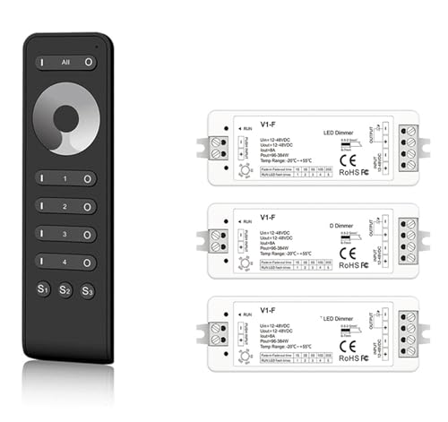 4 Zonen Gradientenmodus 1 Kanal LED-Dimmer DC 12V 24V 5050 2835 COB Einfarbiger LED-Streifen-Controller(3xV1-F 1x RS1) von ZTOSZSPT