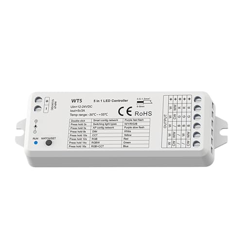 5 in 1 Glas-Wandhalterung Touch Panel RGB RGBW RCT LED Dimmer Controller Kit 5 Kanäle 12V 24V(WT5 Only) von ZTOSZSPT