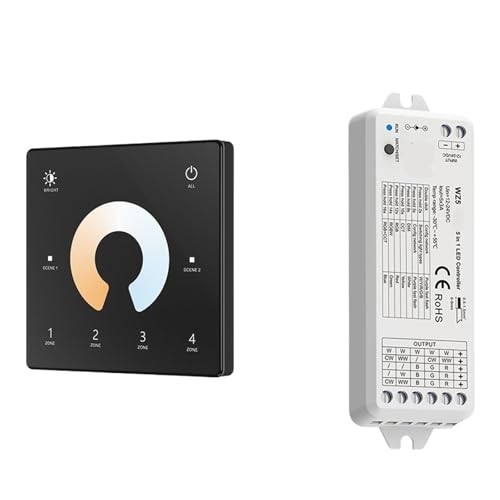 5 in 1 LED-Controller 4 Zonen Wandmontage Touchscreen 12V 24V Dimmer(TW2-4 and WZ5 KIT) von ZTOSZSPT