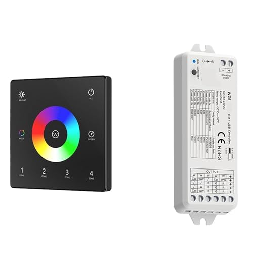 5 in 1 LED-Controller 4 Zonen Wandmontage Touchscreen 12V 24V Dimmer(TW4-4 and WZ5 KIT) von ZTOSZSPT