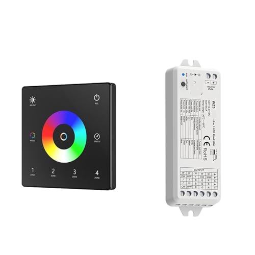 5 in 1 LED-Controller 4 Zonen Wandmontage Touchscreen 12V 24V Dimmer(TW5-4 and WZ5 KIT) von ZTOSZSPT