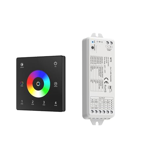 5 in 1 LED Controller Kit Glas Wand Montieren Touch Panel RCT LED Dimmen Control DC 12V 24V Dimmer(WT5 and TW5-4(B) KIT) von ZTOSZSPT