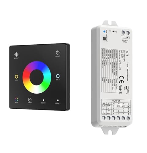 5 in 1 LED Controller Kit Glas Wandhalterung Touch Panel RCT LED DC 12V 24V Dimmer(WT5 and TW5(B) KIT) von ZTOSZSPT
