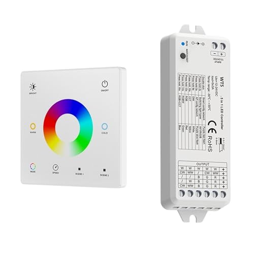 5 in 1 LED Controller Kit Glas Wandhalterung Touch Panel RCT LED DC 12V 24V Dimmer(WT5 and TW5(W) KIT) von ZTOSZSPT