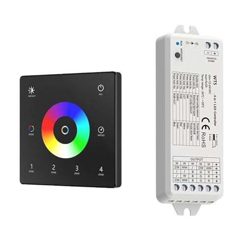 5 in 1 LED Controller Kit Glas Wandhalterung Touch Panel RCT LED DC 12V 24V Dimmer(WT5 and TW5-4(B) KIT) von ZTOSZSPT