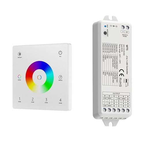 5 in 1 LED Controller Kit Glas Wandhalterung Touch Panel RCT LED DC 12V 24V Dimmer(WT5 and TW5-4(W) KIT) von ZTOSZSPT