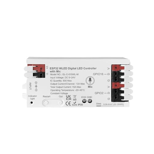 ESP32 WLED LED Controller Mikrofon Musik Dynamische RGB IC DIY(White Controller) von ZTOSZSPT