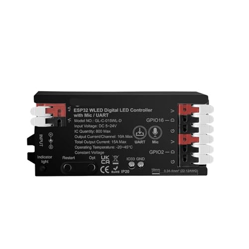ESP32 WLED LED-Controller Mikrofon UART RGB DIY WS2811 WS2812 SK6812 TM1814 WS2813 WS2815(Black Controller) von ZTOSZSPT