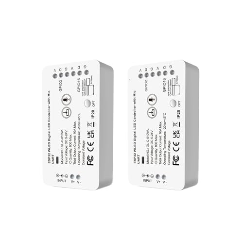 ESP32 WLED LED-Controller mit Mikrofon und UART DIY-Musikmodus for WS2811 WS2812 SK6812 WS2813 WS2815 Lichtstreifen(2PCS WLED with UART) von ZTOSZSPT
