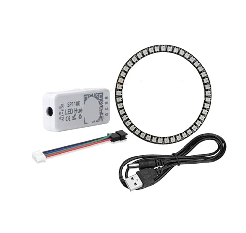 LED-Pixelring U 5 V zur DC-Leitung + WS2812B 8 16 24 35 45 LED-unabhängiges Adressierungsmodul SP110E-Controller(Black PCB,45 Leds Ring Kit) von ZTOSZSPT