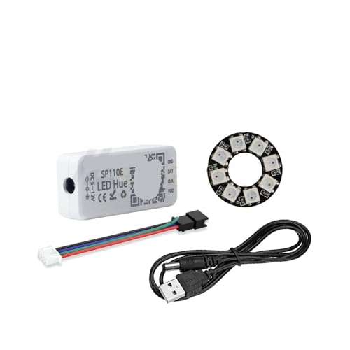 LED-Pixelring U 5 V zur DC-Leitung + WS2812B 8 16 24 35 45 LED-unabhängiges Adressierungsmodul SP110E-Controller(Black PCB,8 Leds Ring Kit) von ZTOSZSPT
