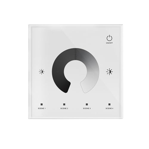 LED Wandschalter Dimmer Controller Wandhalterung Glasabdeckung Touch Panel DC12V-24V(White Touch Panel) von ZTOSZSPT