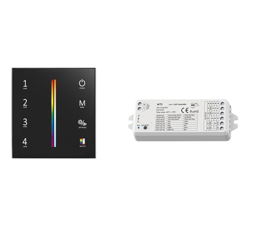 RCT LED-Lichtstreifen-Controller-Kit DC 12 V 24 V Dimmer 4 Zonen Wandhalterung Touch Panel Fernbedienung(1xWT5 and T25B KIT) von ZTOSZSPT