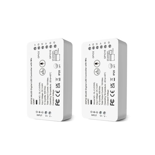 WLED LED-Lichtstreifen-Controller ESP32 mit Mikrofon 100 dynamische Beleuchtungsmodi DIY-Steuerung 800 IC WS2811 SK6812 LED-Lichtstreifen(2PCS WLED with UART) von ZTOSZSPT
