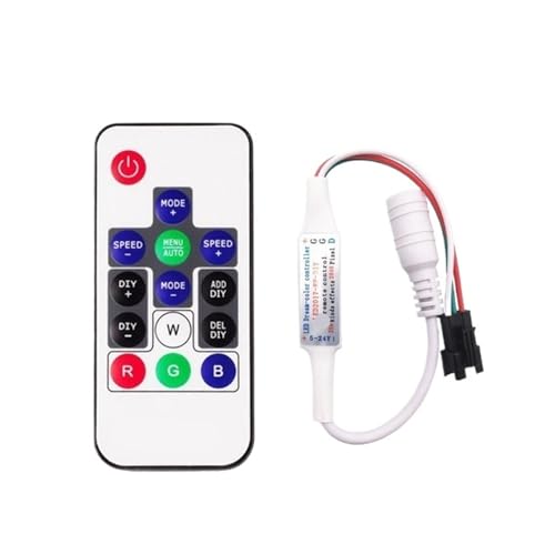 WS2811 WS2812B SK6812 LED-Pixel-Controller U/DC Mini 3-Tasten 14/17/21-Tasten mit Fernbedienung DC5-24V(14key Black) von ZTOSZSPT