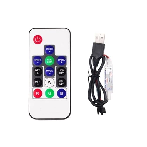 WS2811 WS2812B SK6812 LED-Pixel-Controller U/DC Mini 3-Tasten 14/17/21-Tasten mit Fernbedienung DC5-24V(14key USB Black) von ZTOSZSPT