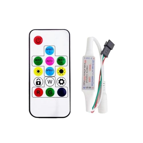 WS2811 WS2812B SK6812 LED-Pixel-Controller U/DC Mini 3-Tasten 14/17/21-Tasten mit Fernbedienung DC5-24V(14key White) von ZTOSZSPT