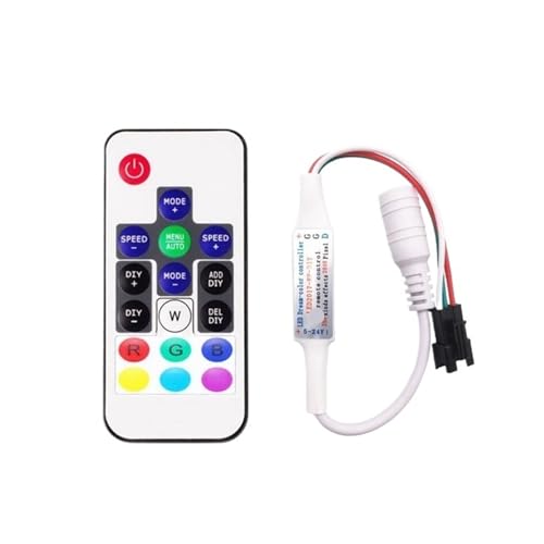 WS2811 WS2812B SK6812 LED-Pixel-Controller U/DC Mini 3-Tasten 14/17/21-Tasten mit Fernbedienung DC5-24V(17key Black) von ZTOSZSPT