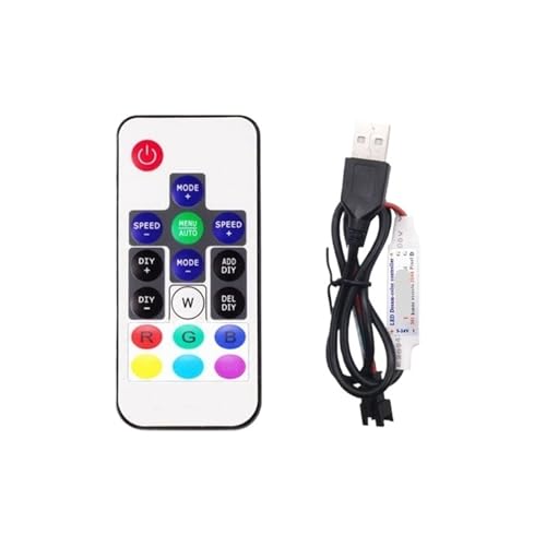 WS2811 WS2812B SK6812 LED-Pixel-Controller U/DC Mini 3-Tasten 14/17/21-Tasten mit Fernbedienung DC5-24V(17key USB Black) von ZTOSZSPT