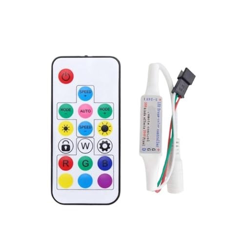 WS2811 WS2812B SK6812 LED-Pixel-Controller U/DC Mini 3-Tasten 14/17/21-Tasten mit Fernbedienung DC5-24V(17key White) von ZTOSZSPT