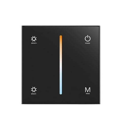 Wandschalter Dimmer LED-Controller Wandhalterung Glasabdeckung Touch Panel Geeignet for DC12V-24V(CCT Black Panel) von ZTOSZSPT