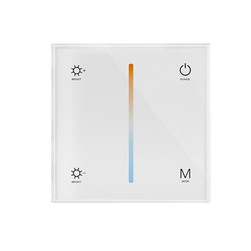 Wandschalter Dimmer LED-Controller Wandhalterung Glasabdeckung Touch Panel Geeignet for DC12V-24V(CCT White Panel) von ZTOSZSPT