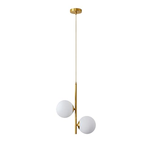ZTTECH 2-flammig Globus aus weißem Glas Pendelleuchte, weiße Glaskugel & Messing Gold Matel Hängelampe Kronleuchter Deckenleuchte (2-flammig)… von ZTTECH