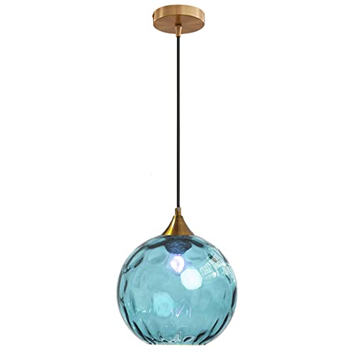 ZTTECH 200 mm Glaskugel-Pendelleuchte Bronze-Gold-Halterung mit Blau Glaskugel-Hängelampe (Blau) von ZTTECH