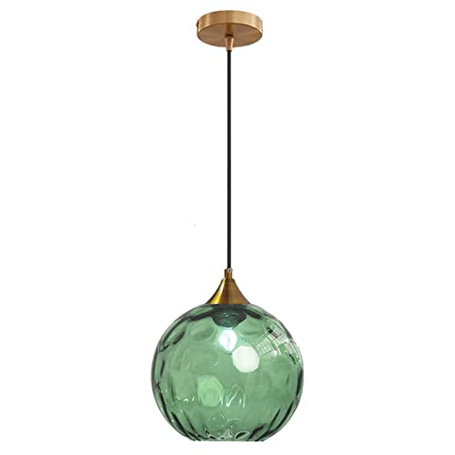 ZTTECH 200 mm Glaskugel-Pendelleuchte Bronze-Gold-Halterung mit Grün Glaskugel-Hängelampe (Grün) von ZTTECH