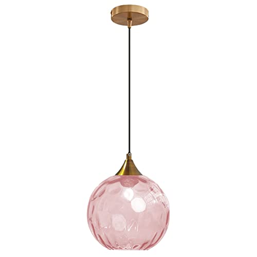 ZTTECH 200 mm Glaskugel-Pendelleuchte Bronze-Gold-Halterung mit Rosa Glaskugel-Hängelampe (Rosa) von ZTTECH